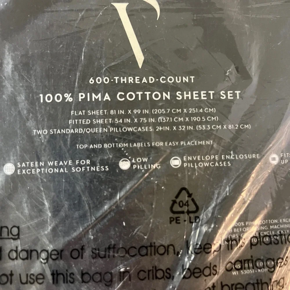 Simply Vera Vera Wang 600TC Pima Cotton Sheet Set Full Nutmeg NIP